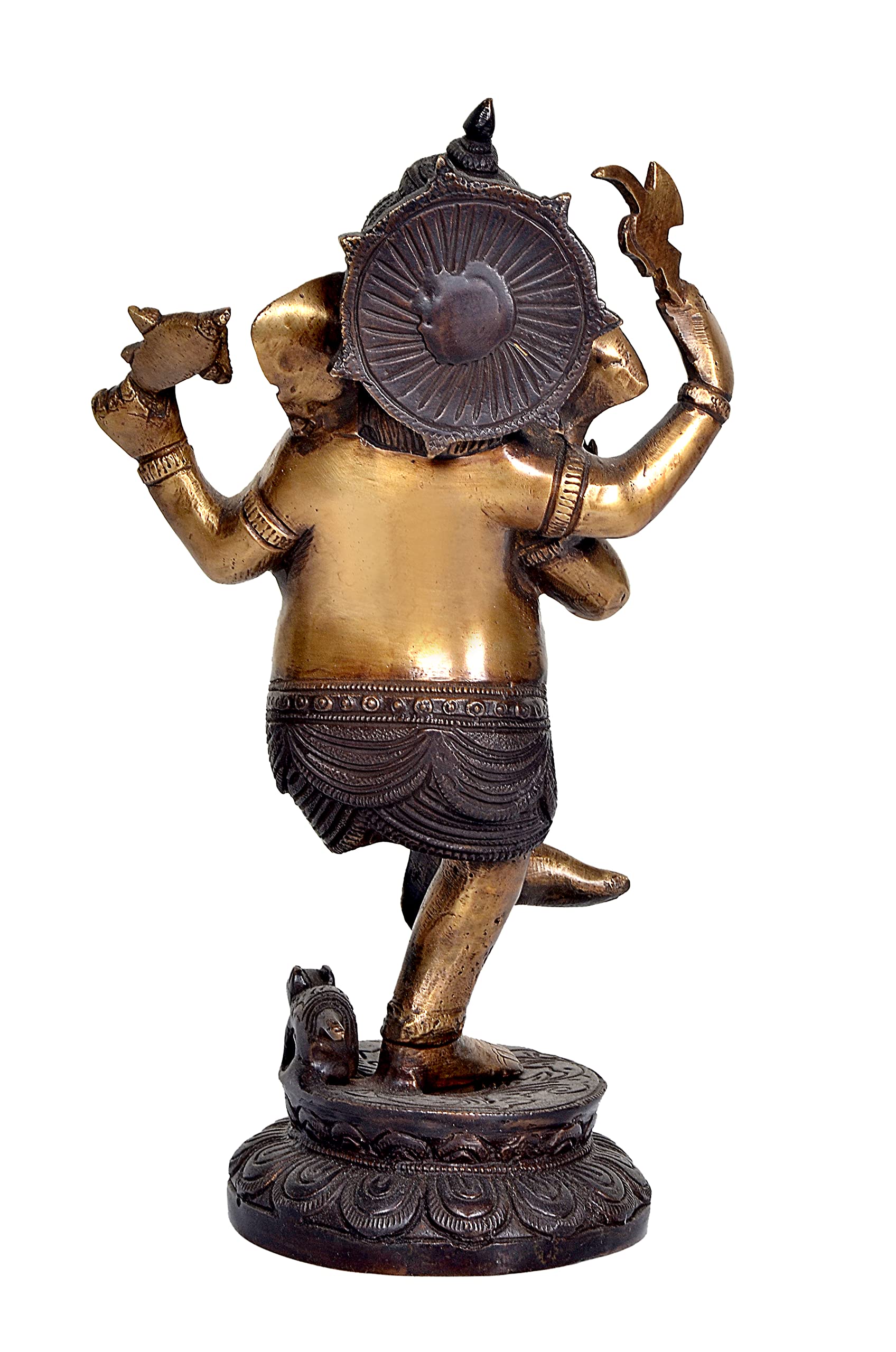 Aona Brass Dancing Ganesha Idol Figurine Ganesha Sculpture Showpiece Decorative, Item Height 12 Inch